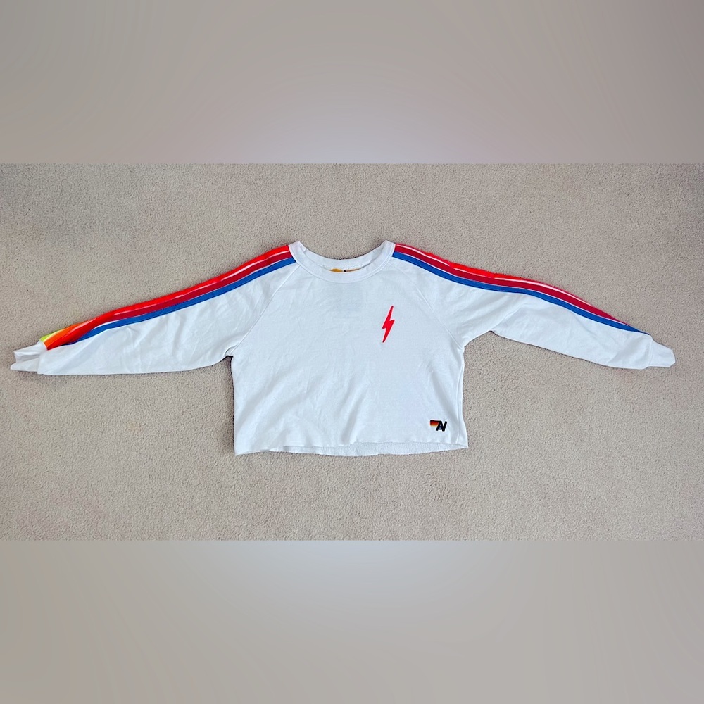 Aviator Nation Bolt Embroidery Cropped Classic Crewneck